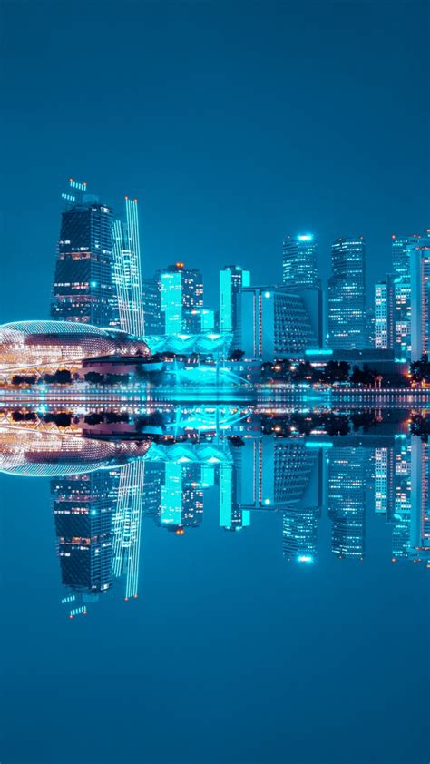 City Skyline Wallpaper 4k Singapore Blue Hour Night Life