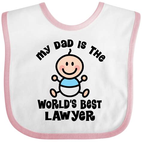 Dad Is Worlds Best Lawyer Baby Bib White And Pink INKtastic