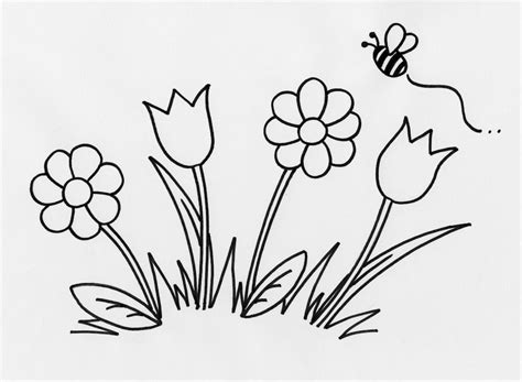 It looks like one of those contour line drawings. Simple Flower Outline - Coloring Home