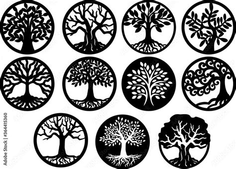 Tree Inside Circle Tree Of Life Laser Cutting Template Trees