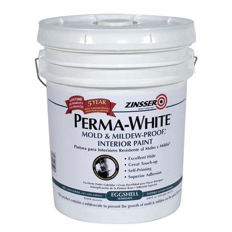 Zinsser Perma White 5 Gal Mold And Mildew Proof Eggshell Interior Paint