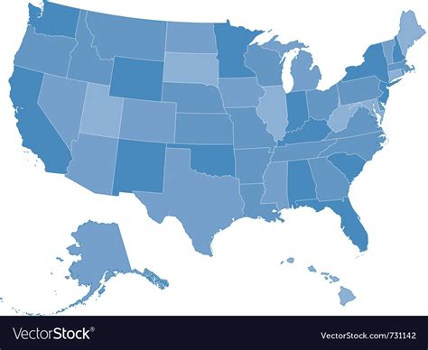 Color Usa Map With All States Royalty Free Vector Ima