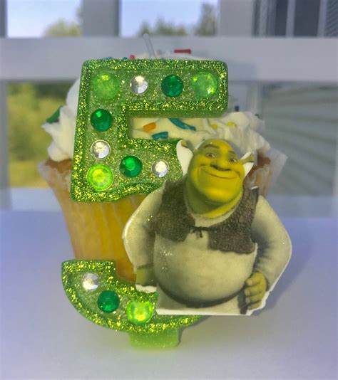 Green Sparkly Shrek Number Birthday Candle Etsy