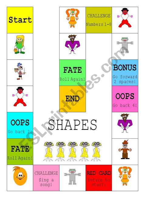 Shape Board Game Esl Worksheet By Grace Tseng