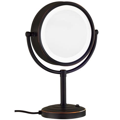 gurun 8 5 inch tabletop double sided led lighted makeup mirror with 7x magnification oil rubbed