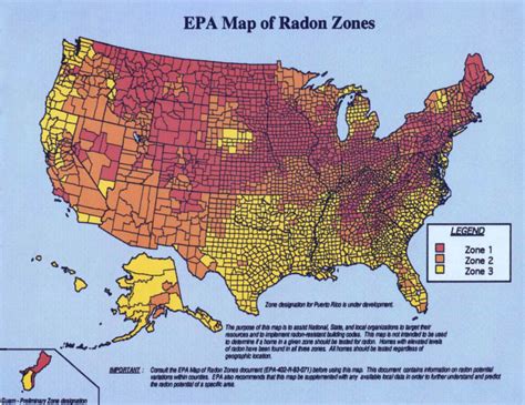 Map Of Radon Zones In The Usa