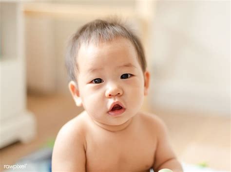 Closeup Of A Cute Asian Baby Premium Image By