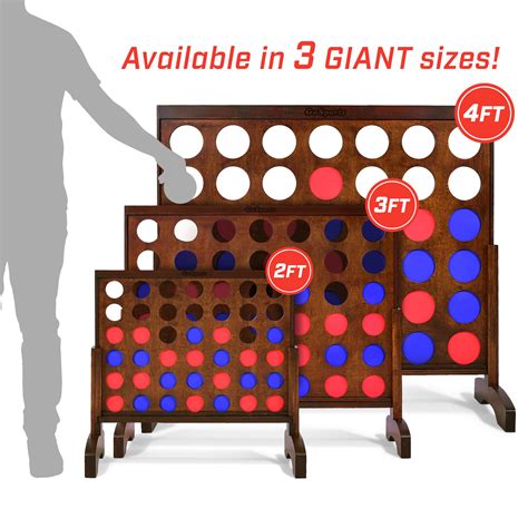 Gosports 2 Foot Width Giant Wooden 4 In A Row Game Choose Between