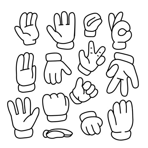 Premium Vector Hand Drawn Set Of Cartoon Hands In Different Gestures