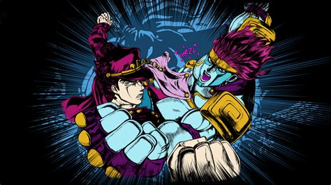 Star platinum materialized between your legs, his hands gripping the outer sides of your knees as he stood dangerously close to your heated body. Jotaro and Star Platinum  Wallpaper by SickBoy182 on ...