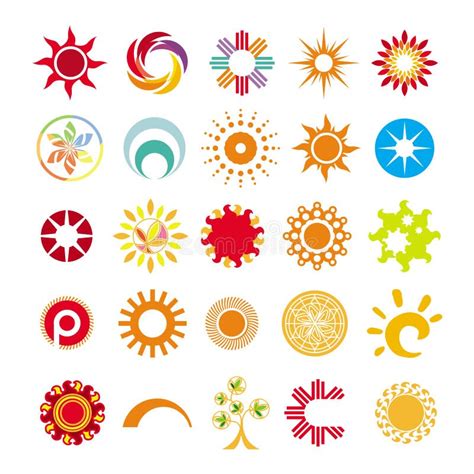 Símbolos Abstractos Del Sol Ilustración Del Vector Ilustración De