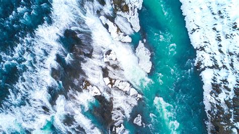 Gullfoss Waterfall Aerial View 4k Wallpapers Hd Wallpapers