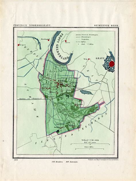 Antique Map Netherlands Reek Noord Brabant Kuyper 1865 Map