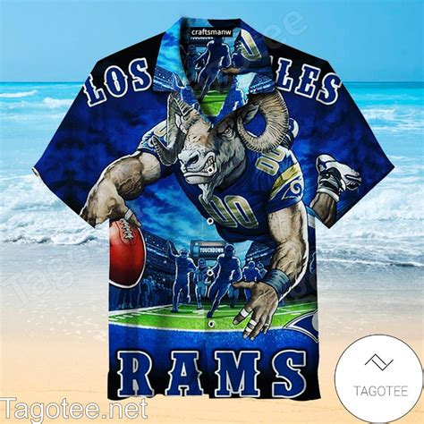 Los Angeles Rams Mascot Print Hawaiian Shirt Tagotee