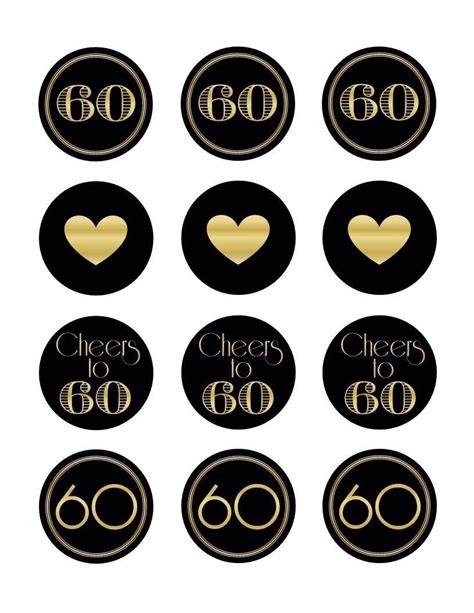 Free Printable 60th Birthday Cupcake Toppers
