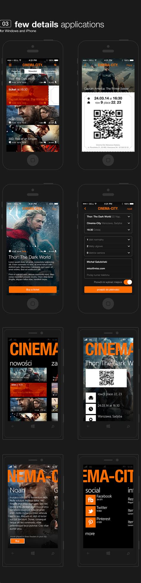 Cinema hd is a free android app to watch movies and tv shows. Cinema-City concept app by Michal Galubinski | iOS ...