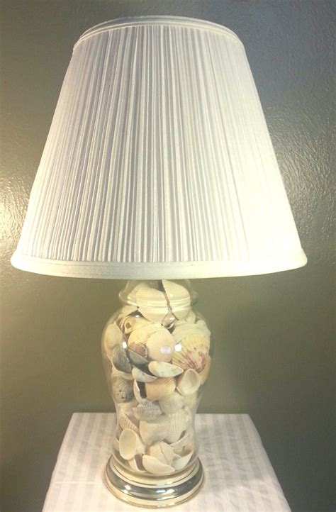 Glass Table Lamp Filled With Seashells Fillable Electric Lamp