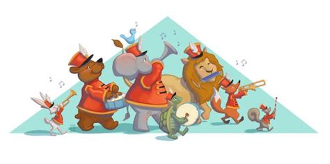 Whimsical Animal Marching Band Art Print