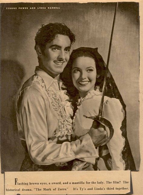 vintage promo photo for the mark of zorro with beautiful on screen couple tyrone power and