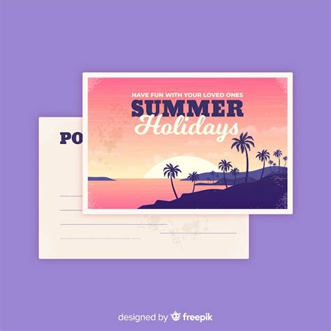 Postal De Vacaciones De Verano Vintage Vector Gratis