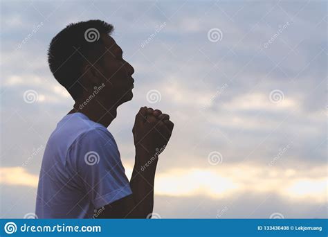 Man Hands Praying To God Man Pray For God Blessing To Wishing H Stock