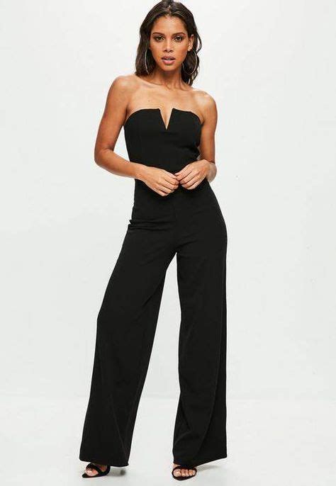 missguided black bandeau wide leg romper jumpsuit dressy clothing for tall women rompers dressy