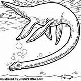 Coloring Book Dinosaur Swimming sketch template
