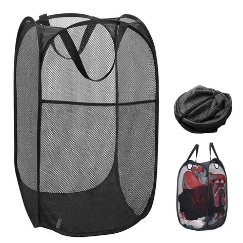 Pop Up Laundry Hamper Laundry Basket Bag With Side Pocket Mesh Clothes