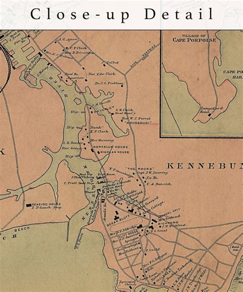 1894 Kennebunkport Maine Map Print Vintage Map Art Antique Etsy