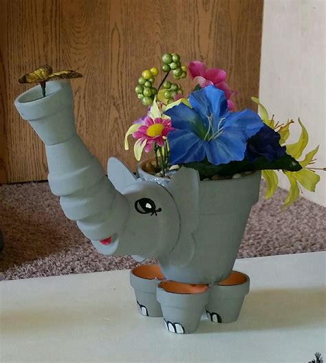 Elephant Clay Pot Art Clay Pot Crafts Clay Flower Pots Terra