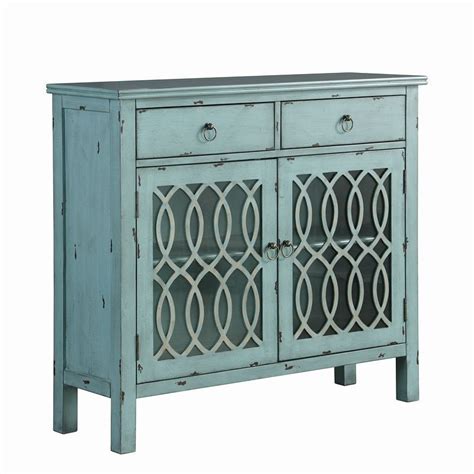 Blue Accent Cabinet W Lattice Doors By Coaster Furniture Furniturepick