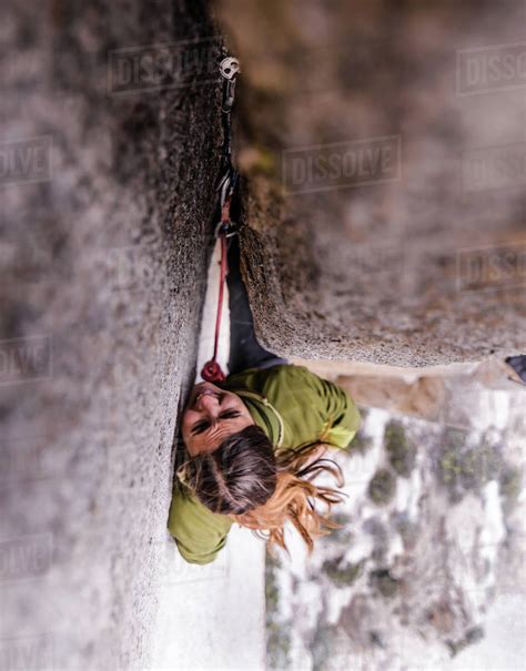 Climber Trad Climbing Pine Creek Bishop California Usa Stock