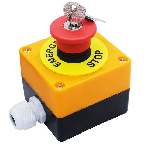 Mxuteuk 1nc 22mm Red Mushroom Emergency Stop Push Button Switch Key