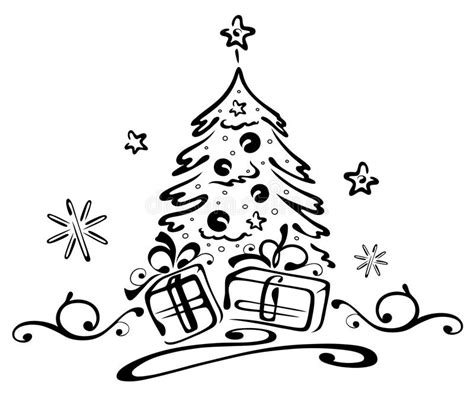 Dieses bild wurde digital umständlich geschnitten, so dass sie es auf ihren digitalen projekten schichten können, wie auf dem ersten foto gezeigt wird. Weihnachten, Baum, Geschenke Vektor Abbildung ...