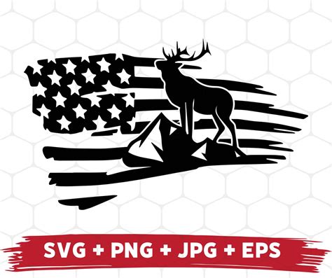 American Flag Elk Svg Elk And Mountains Distressed Flag Svg Etsy