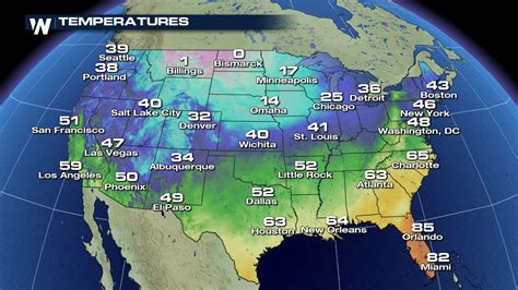 Temperature Map Of The Usa United States Map