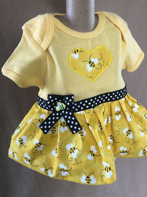 Girls 3 Months Onesie Dress Yellow Bumble Bee Dress Bumble Etsy