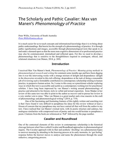 Pdf The Scholarly And Pathic Cavalier Max Van Manens Phenomenology