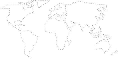 Simple World Map With Six Continents In Black Outline Vector Education