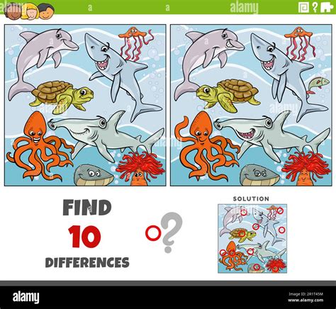 Cartoon Illustration Of Finding The Differences Between Pictures