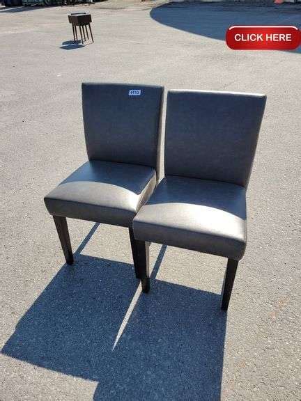 Grey Bonded Leather Dining Chairs 2 Pack Rideau Auctions