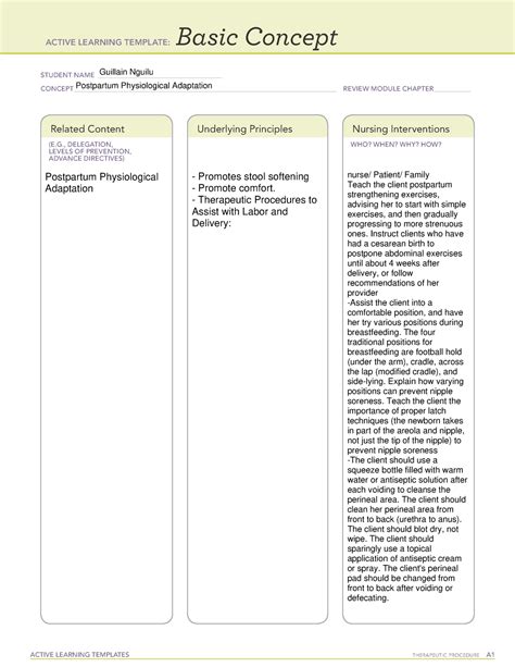 Active Learning Postpartum Physio Active Learning Templates