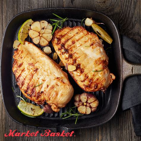 Four teriyaki style chicken fillet kebabs with 220 calories, 8.4g fat and 2.2g saturated fat. Lean Meat - Market Basket