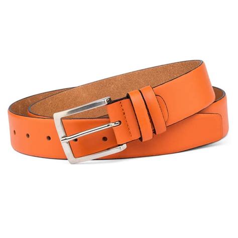 Orange Belt Leather Belts For Women Black Feather Edged H Belt