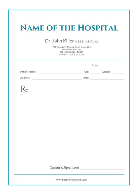 Free Medical Prescription Format Download In 2019 Throughout Doctors