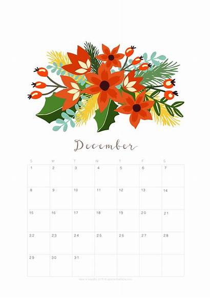 December Printable Planner Monthly Calendar Flowers Designs
