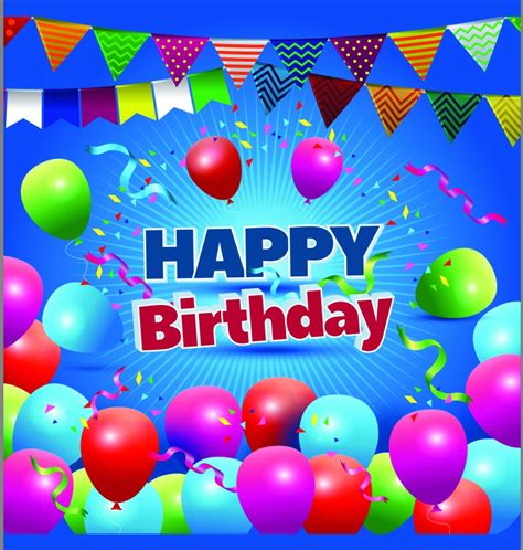 8x8ft Happy Birthday Colorful Balloons Ribbons Flags Pennants Custom