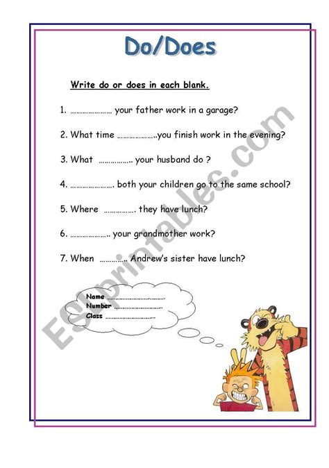 English worksheets: Do/Does