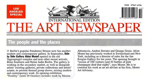 The Art Newspaper No 228 Press Side By Side Gallery