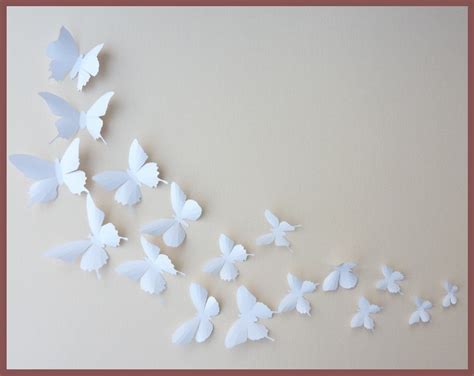 3d Wall Butterflies 30 White Butterfly Silhouettes Nursery Etsy